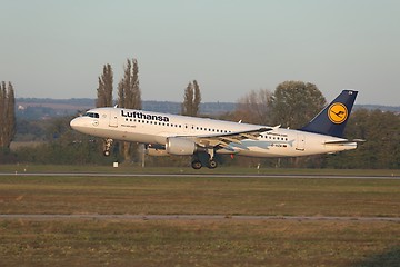 Image showing Airliner Touching Down