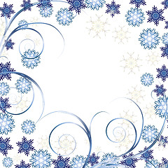 Image showing White Christmas background made with Snowflakes and curves, winter ornament