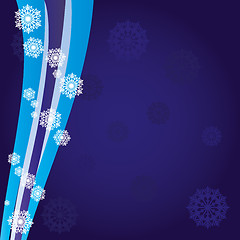 Image showing Blue christmas background with wave and snowflakes