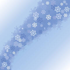 Image showing Blue christmas background with wave and snowflakes, part 2