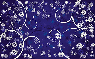 Image showing Blue christmas background with white snowflakes