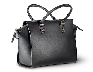 Image showing Elegant black leather ladies handbag
