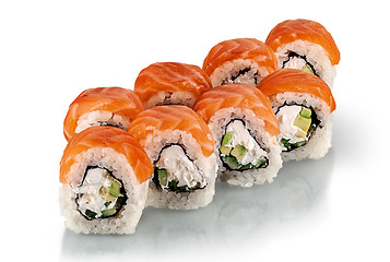 Image showing Few pieces of Philadelphia sushi rolls