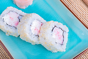 Image showing California maki sushi with crab meat