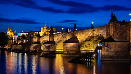 Image showing Charles bridge at dusk