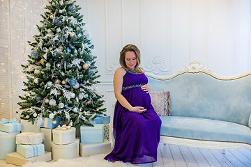 Image showing Beautiful pregnant woman sitting