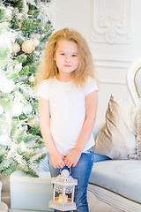 Image showing Cute girl and Christmas Tree