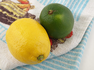 Image showing Lemon and Lime on Cloth