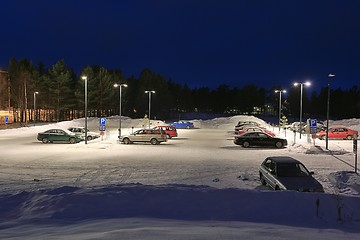 Image showing Winter snowy parking