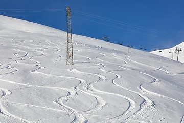 Image showing Ski Slope with Fresh Curves