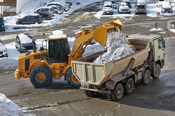 Image showing Winter road loader removing snow