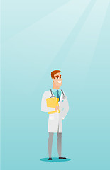 Image showing Friendly doctor with a stethoscope and a file.