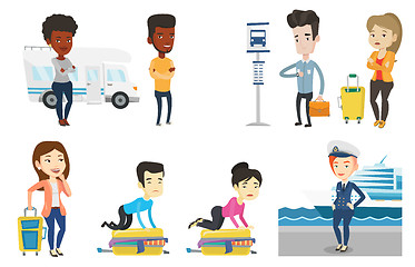 Image showing Transportation vector set with people traveling.