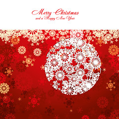 Image showing Red Christmas card with snowflakes