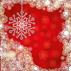 Image showing Red Christmas card with snowflake