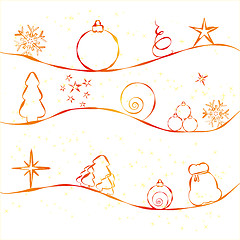 Image showing Christmas card with simple Christmas decorations on strry background