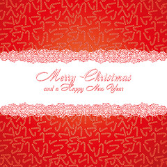 Image showing Christmas pattern with candy cane and a wish of Merry Christmas and a Happy New Year, background with sweets