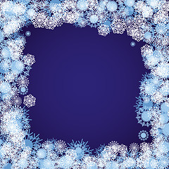 Image showing Blue christmas background with snowflakes