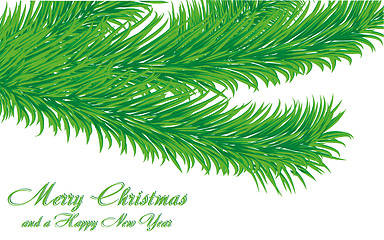 Image showing Christmas greetings card with fir tree branch