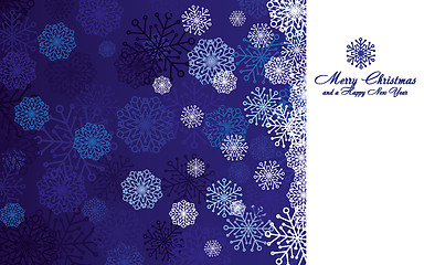 Image showing Blue christmas background with snowflakes