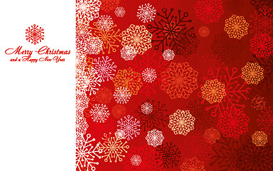 Image showing Red Christmas card with snowflakes