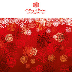 Image showing Red Christmas card with snowflakes