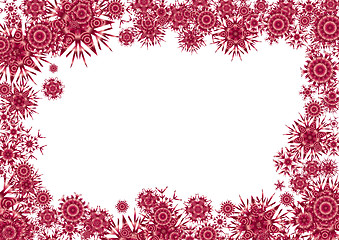 Image showing Christmas Background With Red Frame made from Snowflakes