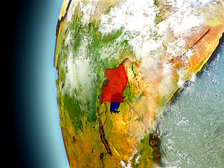 Image showing Uganda on planet Earth from space