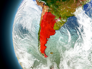 Image showing Argentina on planet Earth from space