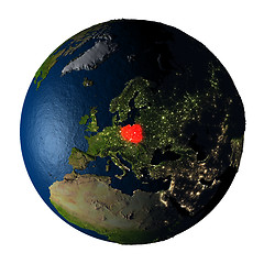 Image showing Poland in red on Earth isolated on white