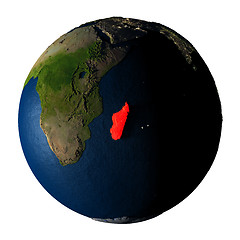 Image showing Madagascar in red on Earth isolated on white