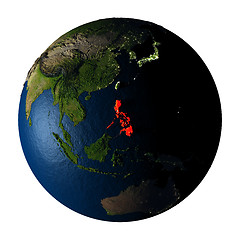 Image showing Philippines in red on Earth isolated on white