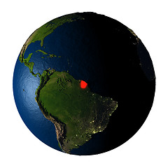 Image showing French Guiana in red on Earth isolated on white