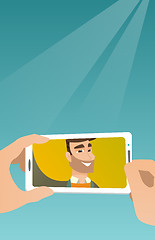 Image showing Young man making selfie vector illustration.