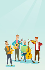 Image showing Band of musicians playing musical instruments.