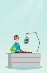 Image showing Female dj working on the radio vector illustration