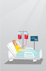 Image showing Man lying in hospital bed vector illustration.