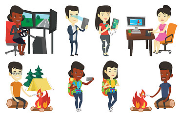 Image showing Vector set of people using modern technologies.