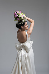 Image showing bride with a bouquet  isolated on white background