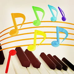 Image showing music notes  background. 3D illustration. Vintage style