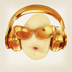 Image showing potato with sun glass and headphones front \