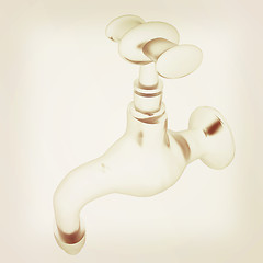 Image showing Metal water tap. 3d illustration. Vintage style