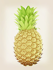 Image showing pineapple.3d illustration. Vintage style