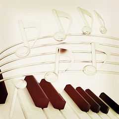 Image showing music notes  background. 3D illustration. Vintage style