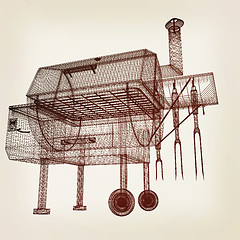 Image showing BBQ grill. 3d illustration. Vintage style