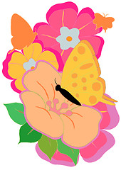 Image showing Butterfly and Flowers