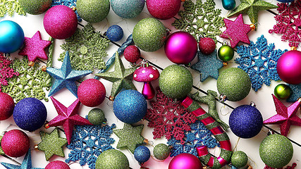 Image showing Christmas decoration top view.