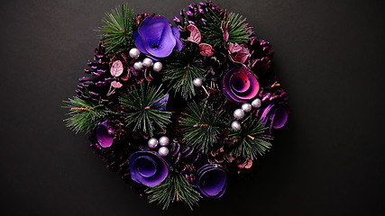 Image showing Christmas Wreath on black Background