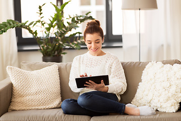 Image showing woman with tablet pc computer at home