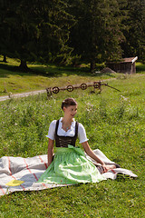 Image showing Young girl Bavarian traditional dressed.